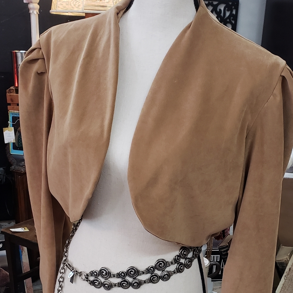 1980s Faux Suede Crop Bolero